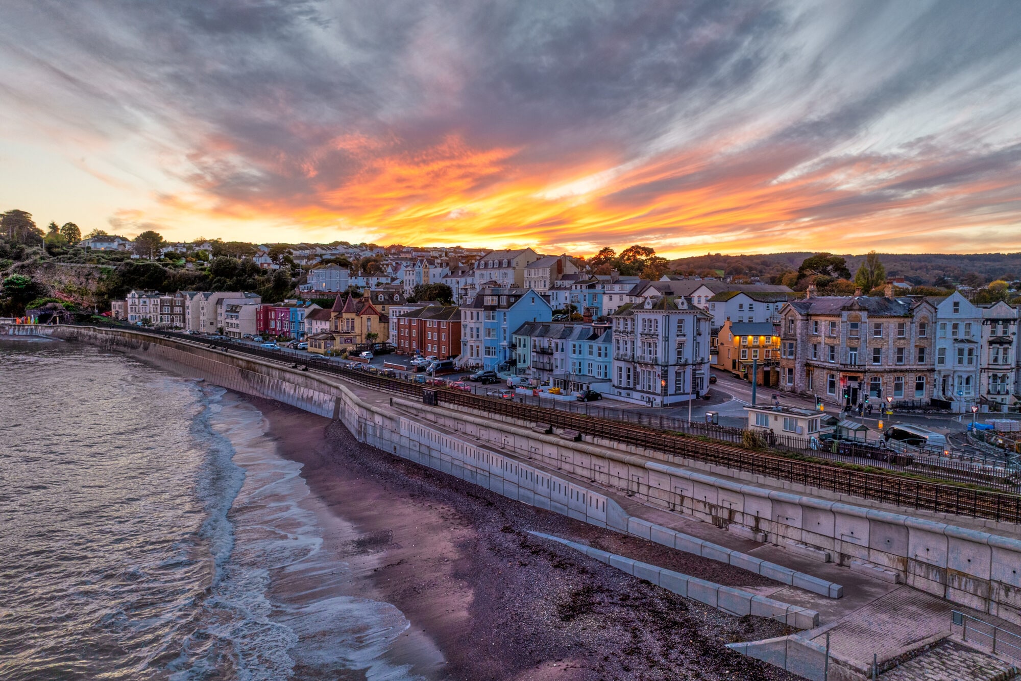 A South Devon coastal cove at golden hour