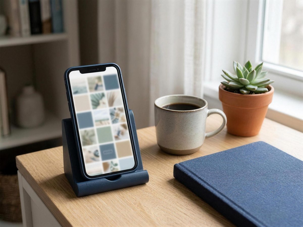 A smartphone showing a social media feed of property photos