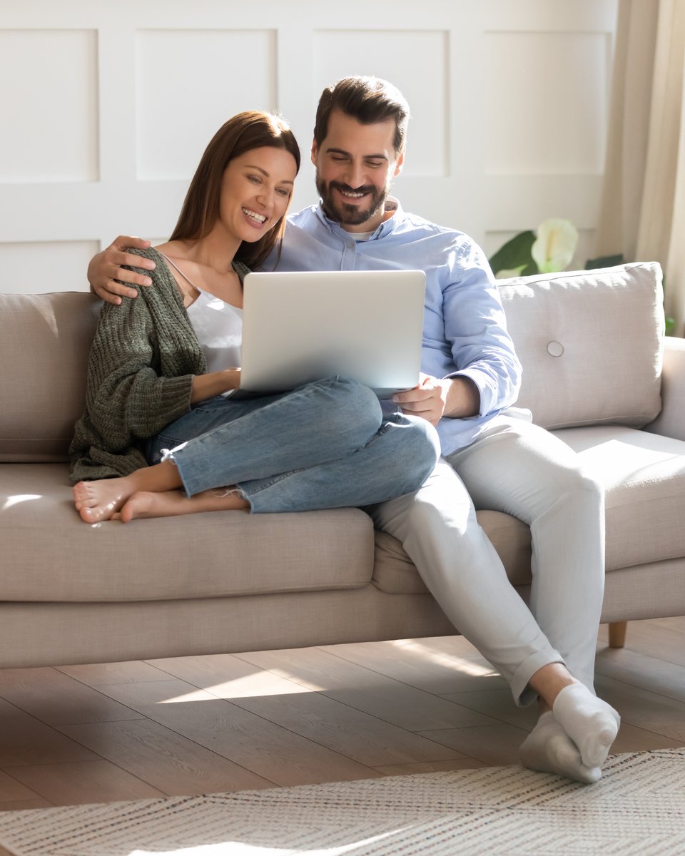 A couple relaxing at home